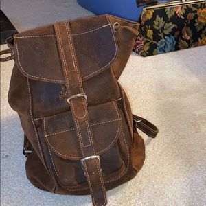Brown Nubuck Leather Back Pack